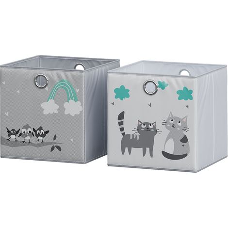 Faltbox , Grau (Katzen & Vögel), 30 x 30 cm (Motiv Katzen & Vögel), Vicco