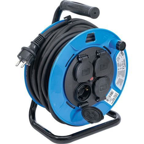 BGS  Carrete  de  cable  25  m  3x1,5  mm²  4  tomas  de  corriente  con  tapa  de  cierre  IP  44  3500  W  -  3375 (1/4)