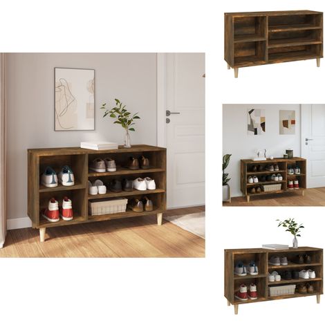 Schuhregal Räuchereiche 102x36x60 cm Holzwerkstoff - Schuhschrank - Schuhregal - Garderobe - Flurmöbel - Holzwerkstoff (1/5)