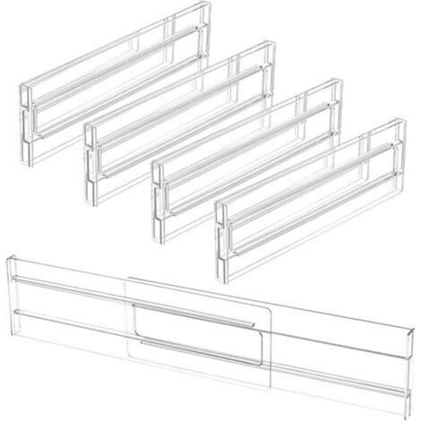 4 PCS Separateur Tiroirs Reglable en Plastique 27.5-52cm Organisateur Diviseurs de Tiroir Réglable Organisateur Rangement Tiroir Bureau Organisateur pour Tiroir de Bureau (1/5)