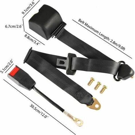 Lucky-88 – Ceinture de sécurité 3 points réglable pour véhicule – Matériau polyester – Installation simple – Compatible avec sièges standards (1/4)