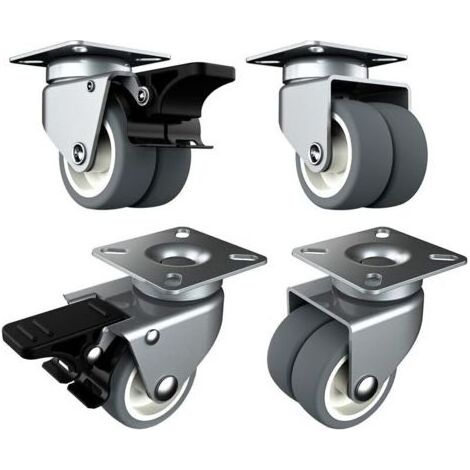 Roulette Charge Lourde de 50mm Roulettes pour Meubles avec Frein de Sécurité pour Charges Lourdes Capacité Totale de 400KG (2 avec Frein et 2 sans) (1/4)