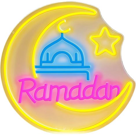 Neon Ramadan LED Decorazione Parete Colorata 38x38 cm (1/5)
