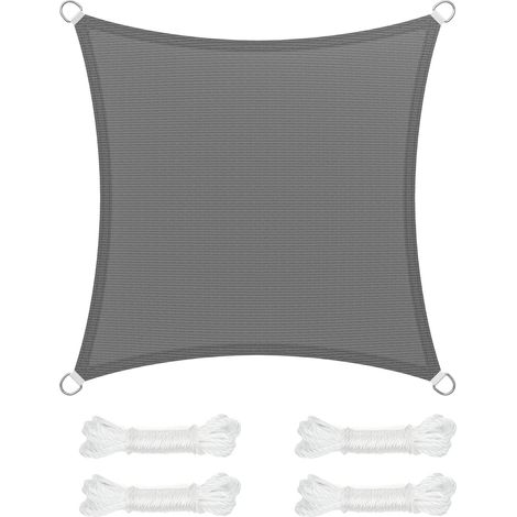 Voile d’Ombrage 3 x 3 m, Protection Solaire en Tissu HDPE,Toile Ombrage UV Protection pour Patio Jardin, Terrasse,Extérieur, Balcon,Couleur Gris Anthracite (1/5)