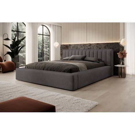Polsterbett Doppelbett PEORIA Komplettset 140x200cm in Stoff Macau Anthrazit (1/4)