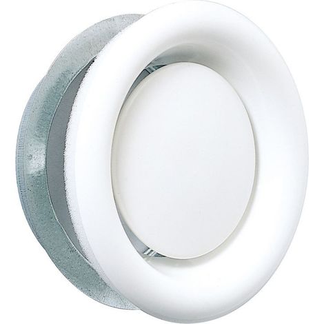Atlantic – Bouche VMC réglable en acier 200 mm – Débit ajustable par vissage central – Installation simplifiée avec collerette fournie
