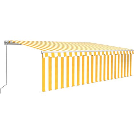 Maison Exclusive - Tenda Sole Retrattile Manuale Parasole LED 5x3m Gialla Bianca