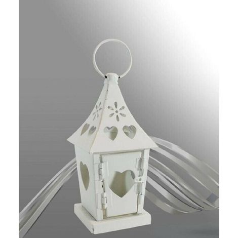 Trade Shop - Kerzenhalter, weiße Metalllaterne, Hochzeitsgeschenk, 90539 -