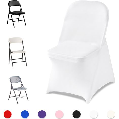 VEVOR Fundas Sillas de Comedor 32 Piezas, Funda para Sillones Elástica de Poliester y Elastano, para Sillas de Hasta 45 x 46 x 77 cm, Tela Suave y Transpirable, para Boda, Fiestas, Banquetes, Blanco (1/5)