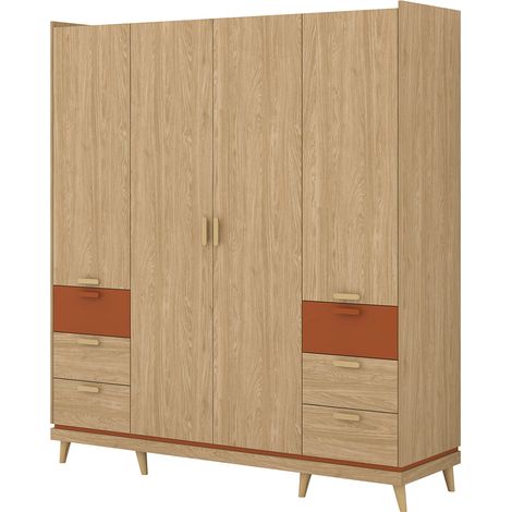 Armario 4 puertas 6 cajones Sandy Madera (1/4)