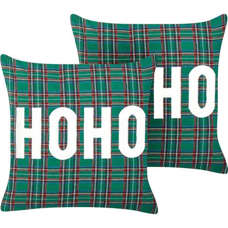 Dekokissen 2er Set JOYCANDY 45 x 45 cm Grün Weihnachtsmotiv
