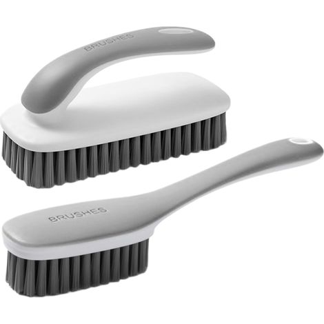 Brosse à récurer pour le linge, brosse pour le lavage des chaussures (x2) Outil de salle de bain portable, poignée ergonomique, produit d'entretien ménager pour le linge