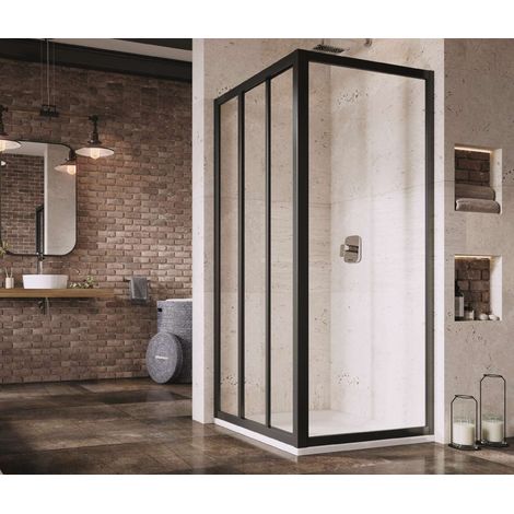 Ravak Supernova - Paroi de douche APSS-90, 87-91 cm, 87-91 cm, noir/verre clair 940703R2Z1