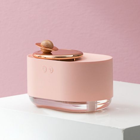 Mini-USB-Luftbefeuchter mit rotierendem Nachtlicht, Design „Pink Planet“, für das Homeoffice (1/5)