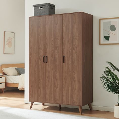 Armario Norg 3 puertas 1 barra 4 compartimentos 191x120x52 cm Efecto nogal [en.casa] (1/5)