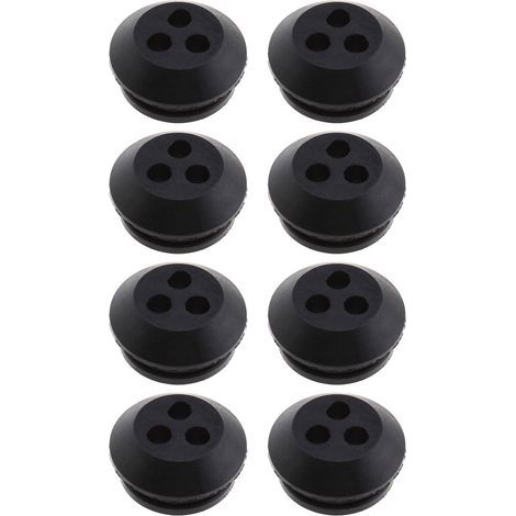 AHLSEN Lot de 8 joints de réservoir de carburant à 3 trous en caoutchouc noir, diamètre de trou de 5 mm, pour remplacement de souffleur, débroussailleuse, tondeuse à gazon (1/5)