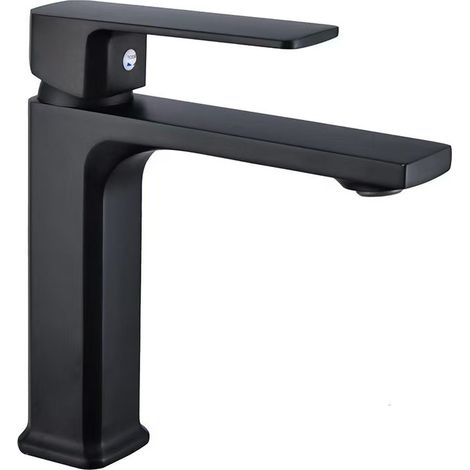Brass alloy hot and cold water basin faucet, bathroom vanity, single-hole washbasin/washbasin splash-proof faucet - black low-profile
