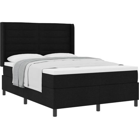 Matelas à ressorts avec matelas noir, 190 x 140 cm, revêtement en tissu. (1/5)
