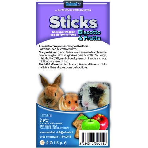 ALSO STICKS RODITORI BISCOTTO E FRUTTA 115GR (1/2)