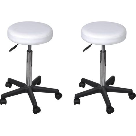 Bürohocker 2 Stk. Weiß 35,5x84 cm Kunstleder