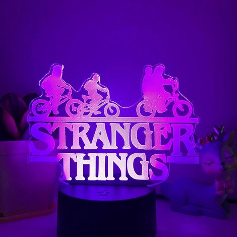 Veilleuse Stranger Things, lampe à illusion d'optique 3D LED avec télécommande 16 couleurs pour chambre d'enfant - Siège noir (1/4)