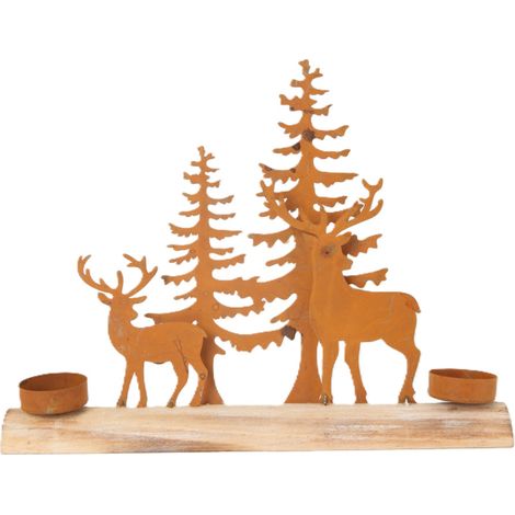 TrendLine Deko Aufsteller Metall/Holz 30 x 4,3 x 22,5 cm braun