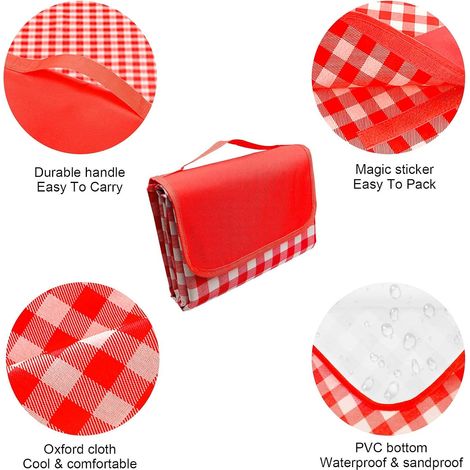 Tapis de pique-nique Couverture de pique-nique imperméable, 200x 200 cm, tapis de pique-nique imperméable pour l'extérieur, tapis de camping extra large imperméable et résistant au sable, jardin, parc (1/4)