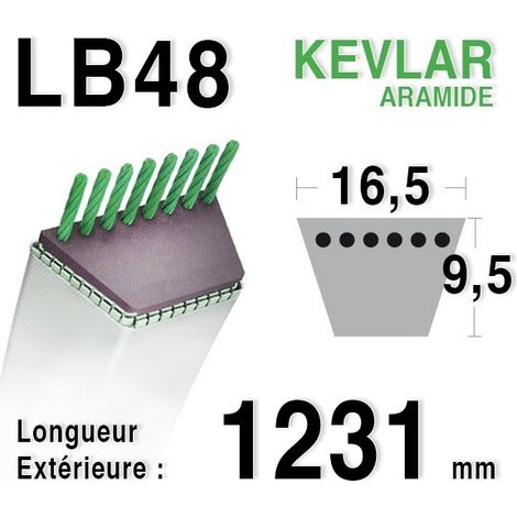 Courroie Lisse Trapézoïdale Série Lb (section 16,5x9,5mm) Longueur Ext: 48.