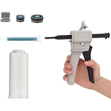 QINERSAW Pistolet à colle époxy 50ml AB avec 1 Aiguille à Mélanger et 1 Tuyau 2:1 pour 1:1 ou 2:1 Tuyau et Tuyau Double 50 ml, Pistolet Distributeur Epoxy (1/5)