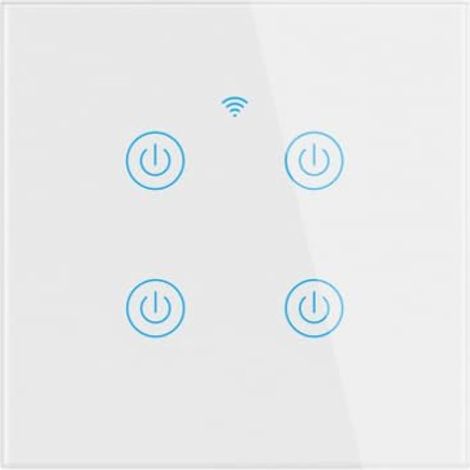 Wifi interrupteur mural intelligent, panneau tactile en verre, Compatible avec Alexa, Assistant Google, aucune ligne neutre nécessaire et ligne neutre nécessaire double Mode EU 10A (4 gang)