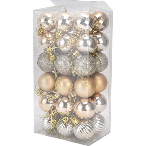 Set mit 36 goldenen Christbaumkugeln für Weihnachtsbaum, Girlanden und festliche Dekoration. (1/5)