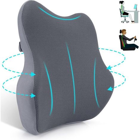 Coussin Lombaire Ergonomique, Coussin Dos en Mousse à Mémoire, Soutien Lombaire avec Mesh pour Sièges de Voiture, Chaise de Bureau, Fauteuil Roulant, Chaises de Maison(Gris Clair) (1/5)
