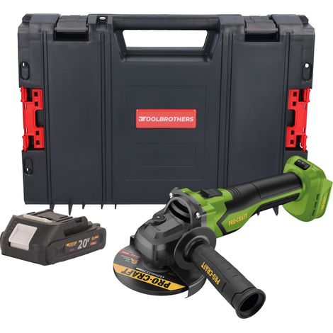 Amoladora angular a batería Procraft PGA22-BB 20 V 125 mm sin escobillas + 1 batería de 2,0 Ah + maletín RHINO Toolcase - sin cargador (1/5)