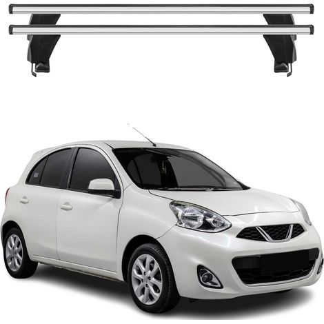 OMAC Dachträger Querträger Alu für Nissan Micra V 2017-2023 – Abschließbar – T-Nut – City-Crash-getestet – Max. 50 kg Silber (1/5)