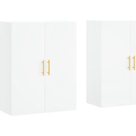 Set di 2 armadietti da parete dal design moderno portaoggetti 69,5 x 34 x 90 cm in legno multistrato bianco 020055353