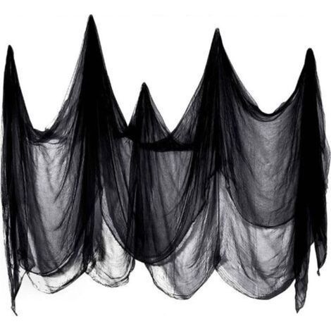 Tissu Effrayant d'halloween, 200 X 500 Cm Fil De Coton Noir Fournitures De Décoration Effrayantes pour Fête d'halloween, Décorations De Terreur Suspendues pour Fenêtre De Porte De Maison (1/5)