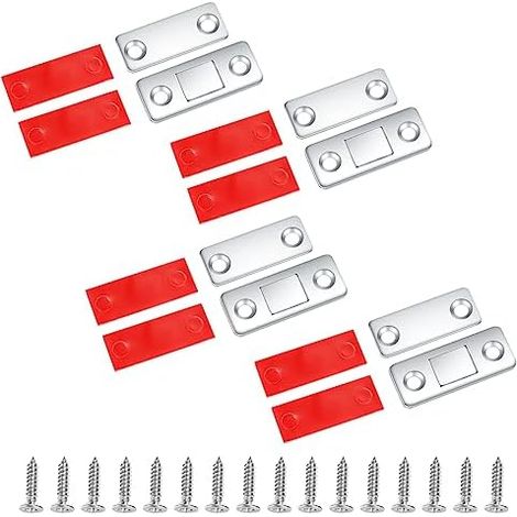 4 Pièces Magnetique Aimant Porte Placard, Loquets Magnétiques à Coller Fermeture Adhesif Aimanté Puissant pour Coulissante Tiroirs Fenêtre Armoire - (1/5)