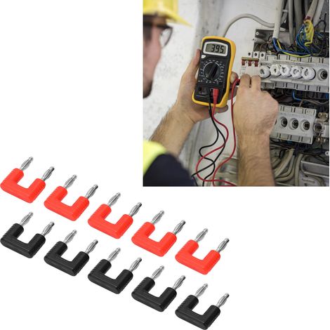 Paralleler Bananenstecker, rot und schwarz, 5er-Sets zusammen verkauft, J.20004, 4 mm Kurzschluss-Stiftabstand, 19 mm, 4 mm vernickeltes Messing. (1/5)