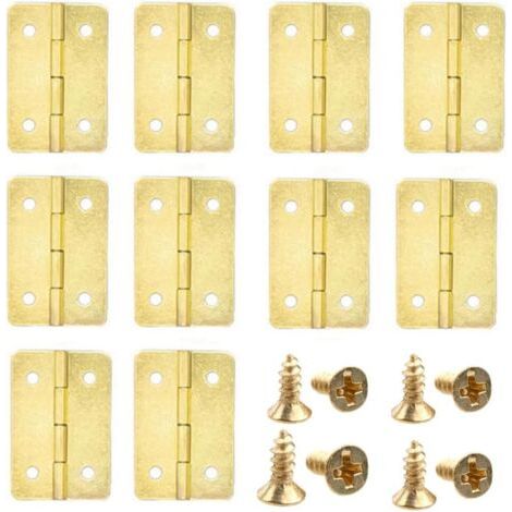 Lot de 20 petites charnières pliables en bronze antique pour boîte à bijoux en bois, 37 x 25 mm, doré (1/5)