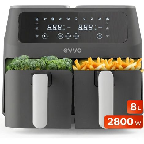 EVVO Freidora sin aceite Tasty Fryer - 1500W, Tecnología Dual Cyclone, Multifunción, hasta 200º, 5 litros