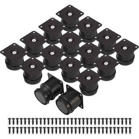 Lot de 16 pieds de meubles réglables (5 à 6,5 cm), en métal noir, avec 64 vis, pieds de meubles de 60 mm pour lit, armoire TV, canapé, bibliothèque, table basse et bureau (1/5)