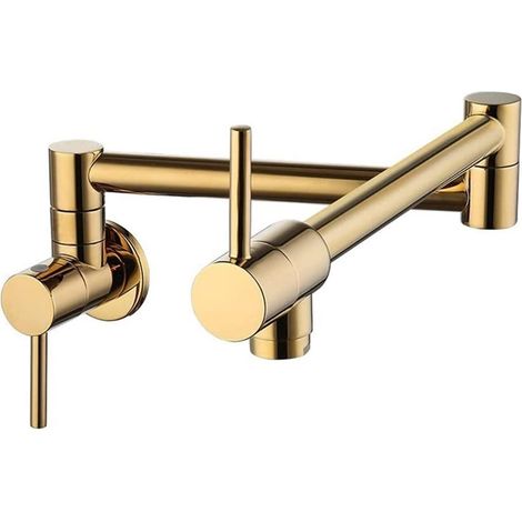 Robinet de remplissage de pot Gold laiton de pote robinet robinet de cuisine robinet de cuisine unique à un seul trou simple à froid rotation pivot de bec de pliage chrome lavabo mur monté Robinet pli (1/5)