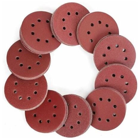 Disque de Ponçage, 100pcs Disques Abrasifs 40-800 Grain Taille de 125mm Idéal pour Poncer/Polir/Dérouiller(8 trous) (1/5)
