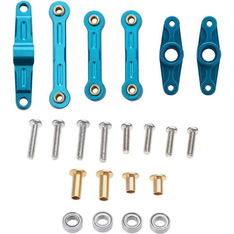 Kit de tringlerie de direction proportionnelle 1:10, compatible avec les pièces de voiture de course télécommandée TT02/02D 1:10, bleu. (1/5)