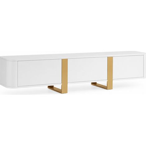 Meuble TV 200 cm, 3 portes, Chêne Wotan, 200 x 39 x 48 cm (1/5)