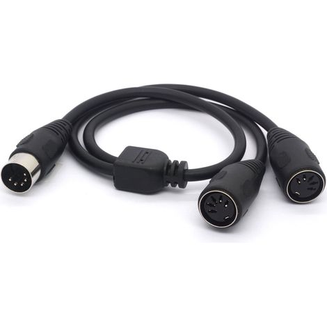 Câble répartiteur Midi, Midi DIN 5 broches Prise mâle vers 2 DIN femelle Smartphone auxe casque stéréo adaptateur jack Y câble d'entrée pour clavier MIDI, électrique, piano, synthétiseur, guitare Midi (1/4)