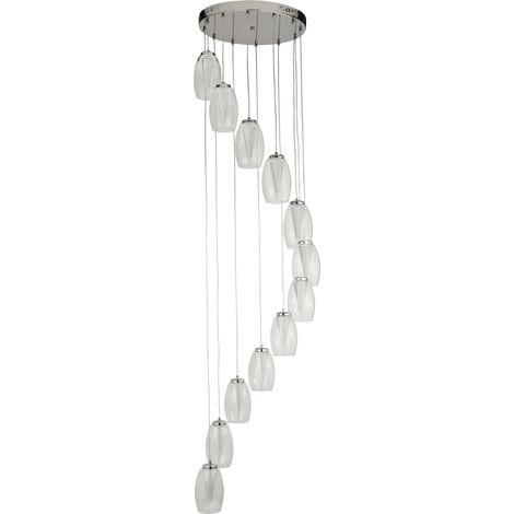 Searchlight Cyclone Suspension à 12 lumières Drop, verre transparent 3000K (1/3)