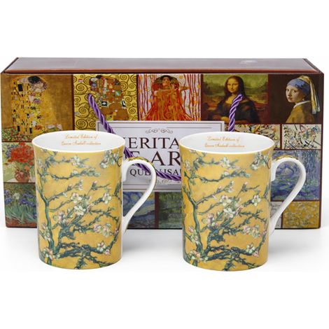 Tazas de porcelana de 300 ml, 2 unidades, con el cuadro "Almendro en flor" de Van Gogh, como regalo. (1/5)