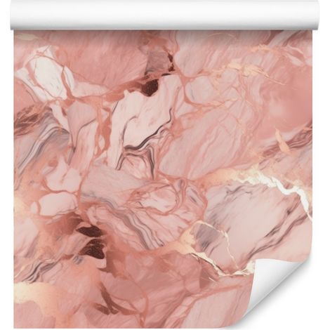 Carta da parati effetto marmo nei colori corallo, rosso, pesca e crema, 50x1000 cm (1/5)