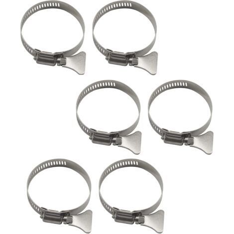 6pcs 304 Stainless Steel Adjustable Hose Clamp 52-76mm (1/5)